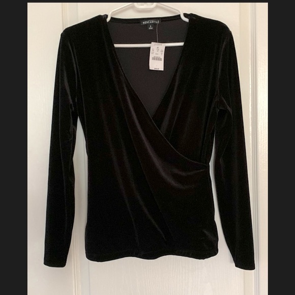NWT J. CREW VELVET WRAP TOP - Picture 1 of 5